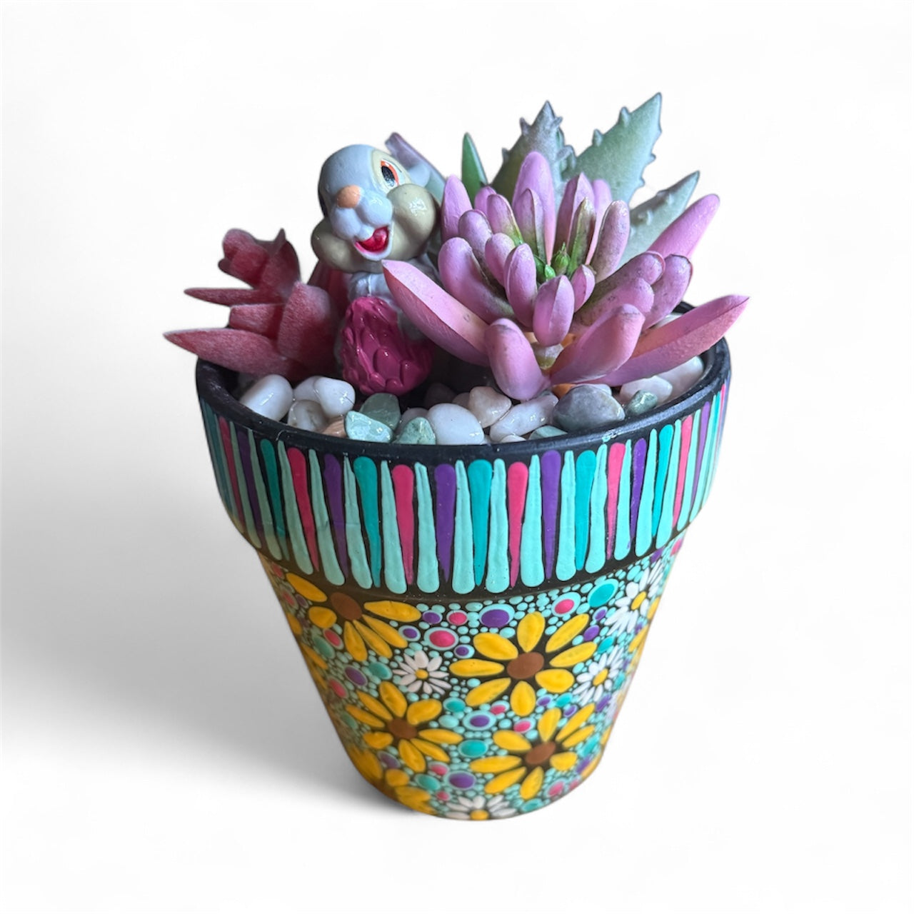 Pots filled with artificial plants and figurines – Violet Blue Designs
