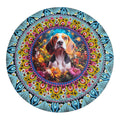 15" Hand painted mandala designed around a Beagle insert SOLD