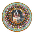 15" hand painted mandala designed around Bernese Mountain Dog insert SOLD
