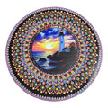 15" hand painted mandala designed around a lighthouse insert