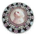 15" hand painted mandala designed around a cute white dog